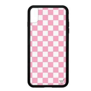 iPhone XS Max pink checkered wildflower case